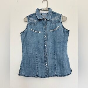 WRANGLER BLUES VINTAGE DENIM BUTTON UP VEST SZ MEDIUM
